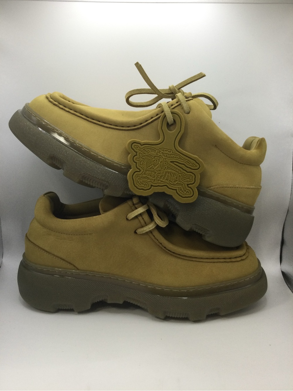 Burberry Olive-Toned Platform Lace-Up Sneakers